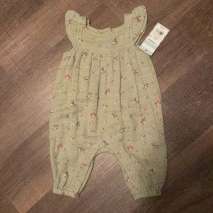 Baby girls Cat & Jack olive green floral romper
